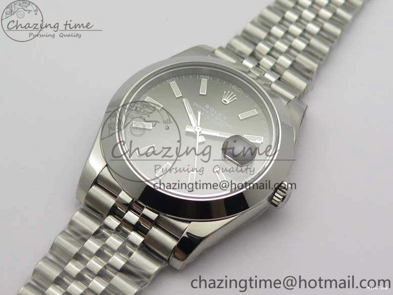 MiroTime 0204 DateJust Smooth Bezel SS Noob 1:1 Best Edition Gray Sticks Dial On Jubilee Bracelet A Packable 3505